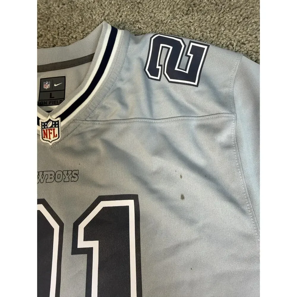 Dallas Cowboys Jersey Boys L Gray Nike Elliott 21 NFL Football On Field